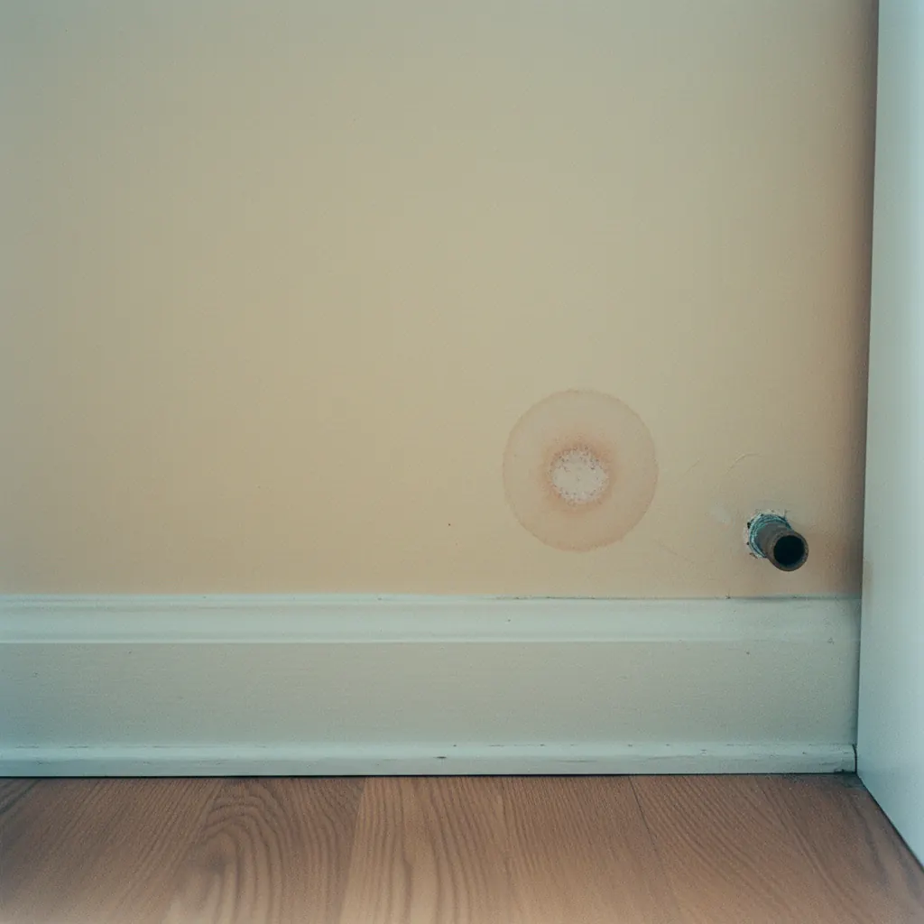 Mancha de humedad apareciendo en pared de vivienda por fuga oculta